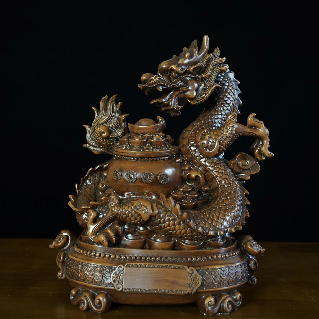 招财进宝龙摆件家居玄关客厅乔迁摆设工艺品（长32cm高41cm）