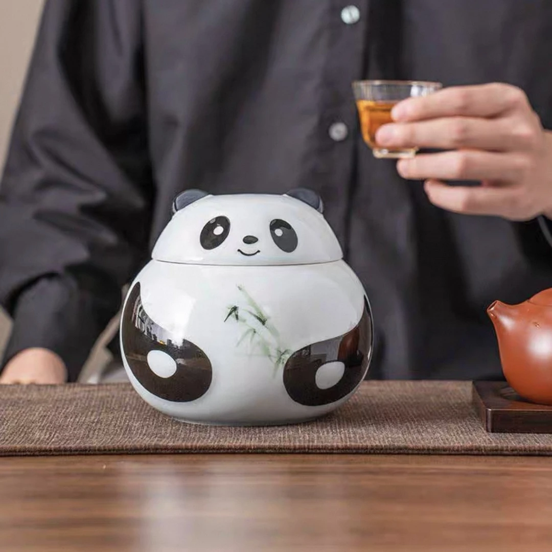 X715国风陶瓷熊猫茶叶罐可爱国潮密封罐防潮储存罐创意茶仓摆件