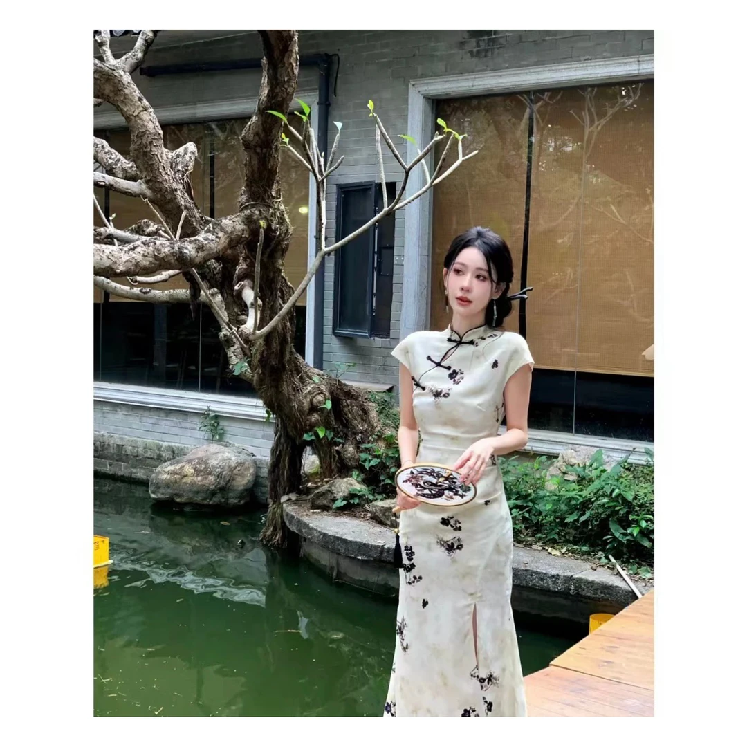 寒茶行月春夏盘扣立领新中式中国风旗旗袍气质复古