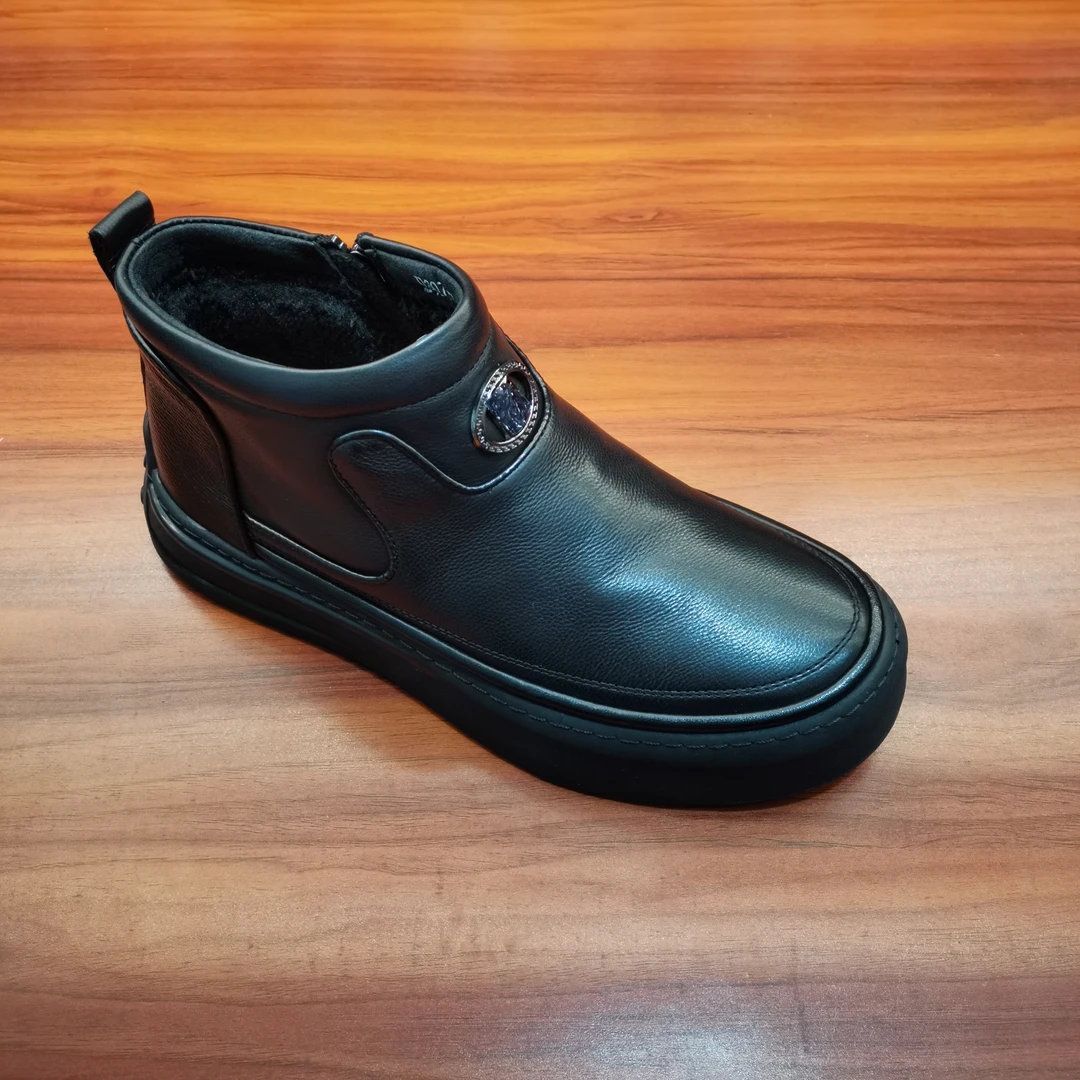 《内里加绒》广州冬季新款男士切尔西靴，头层牛皮制作，软底307-F