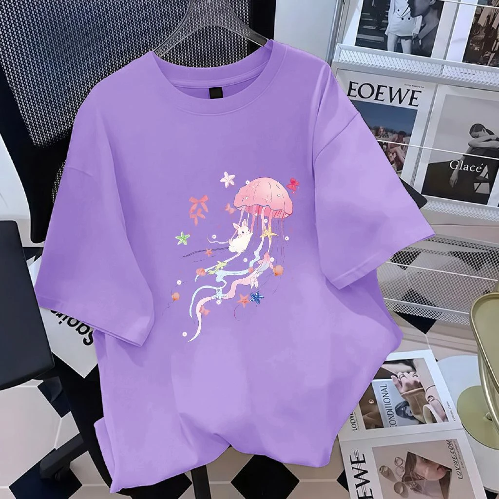 【100%纯棉】女童短袖t恤纯棉夏装2025洋气女孩中大童半袖上衣夏季