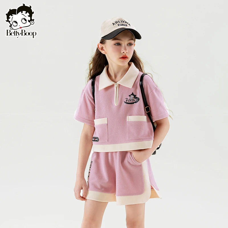 贝蒂女童儿童POLO短袖短裤套装2025夏季童装大童洋气两件套24130