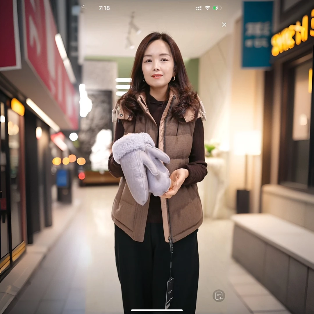 真皮毛男女同款加厚闷子手套简约保暖毛毛巴掌手套 23206