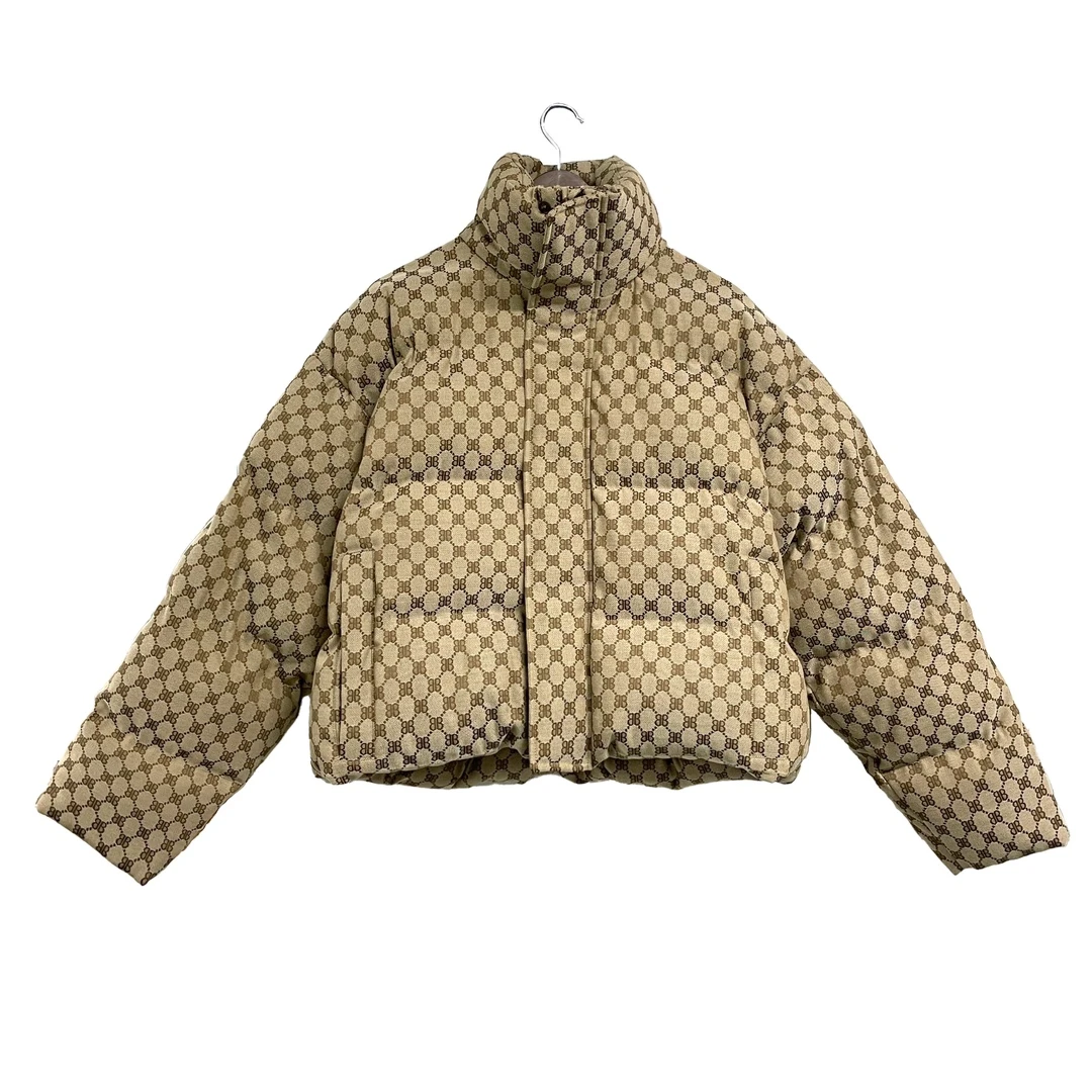 95新 Balenciaga/巴黎世家 青奢荟/34码/卡其满花短款棉服//67864