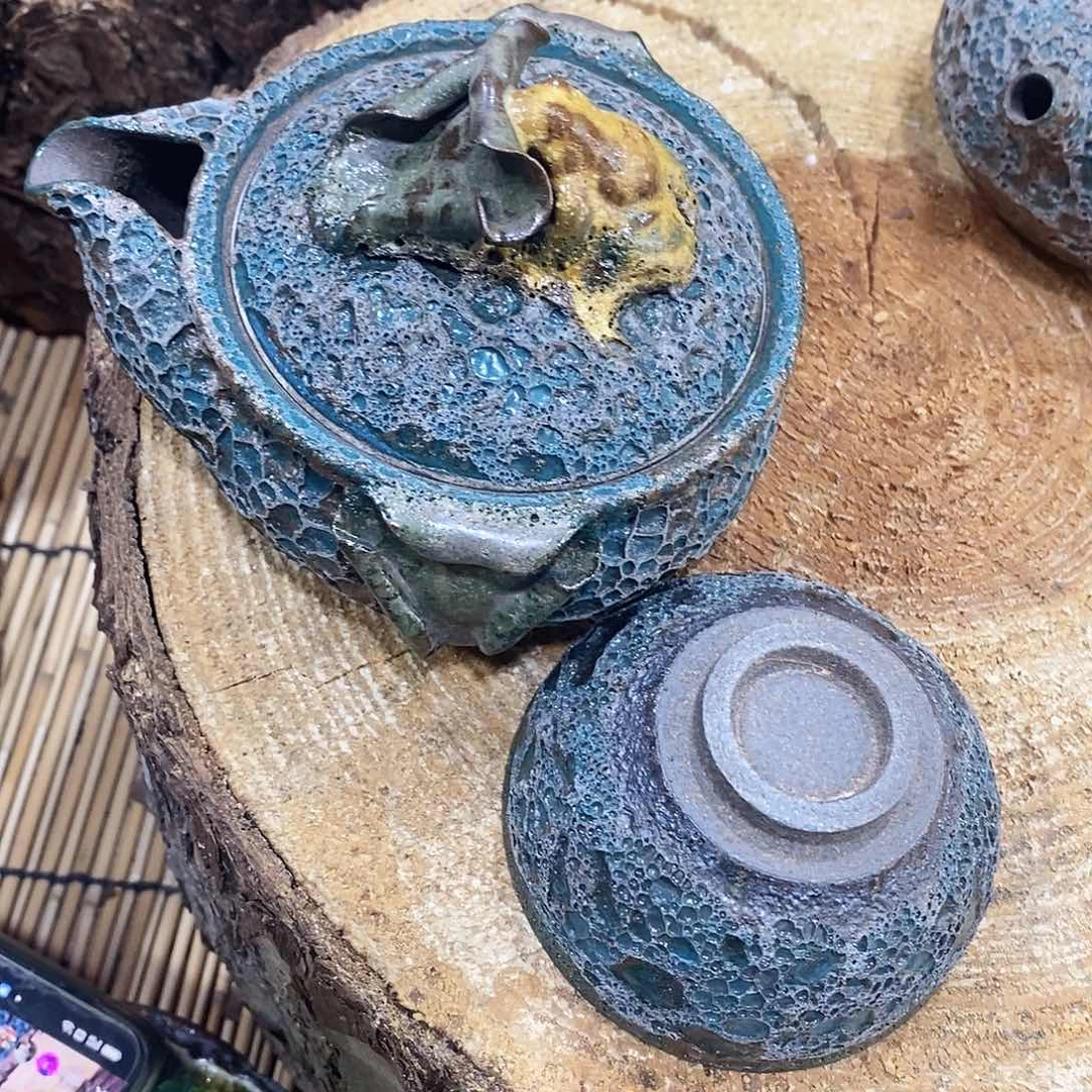 粗陶志野柴茶壶家用