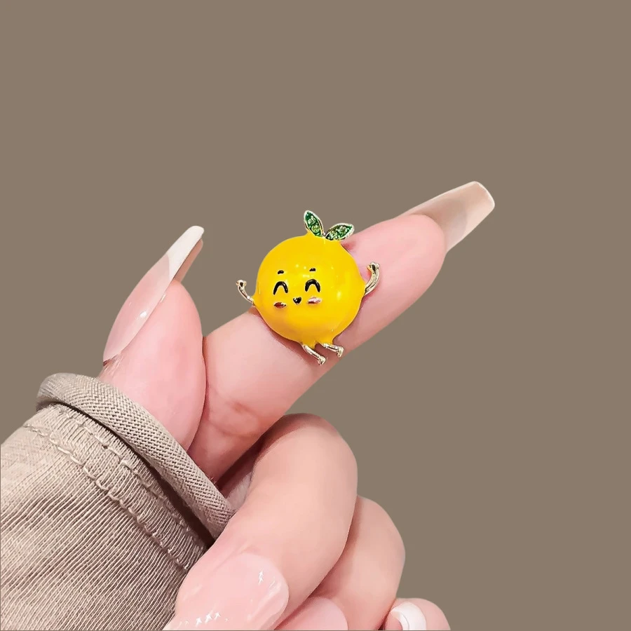 锌合金胸针 夏季珐琅彩橘子胸针女可爱卡通领针防走光扣针配饰ins