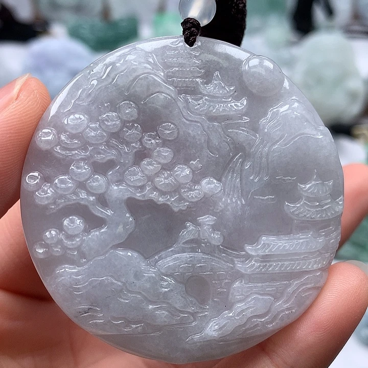 翡翠未镶嵌颈饰山水福利洒乌鸡料福利