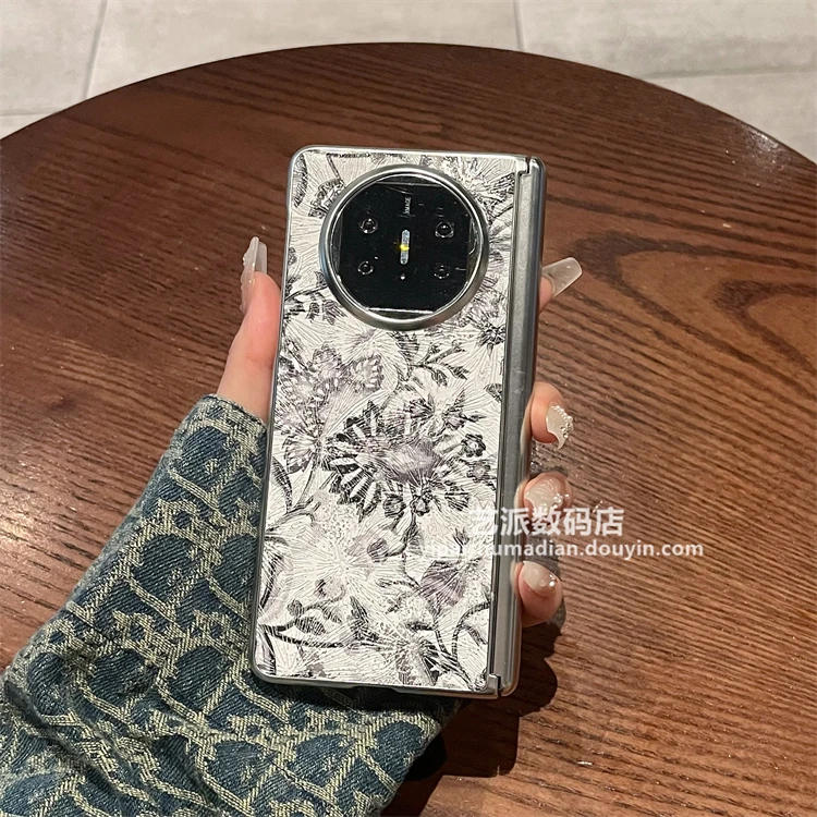 适用华为matex5/x6典藏版折叠手机壳真皮蝴蝶花全包防摔中轴保护