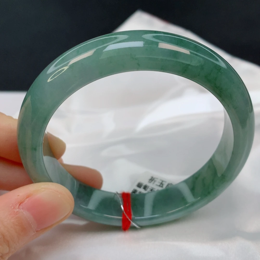 未镶嵌手镯翡翠57.2正圈，满绿底小飘花，016