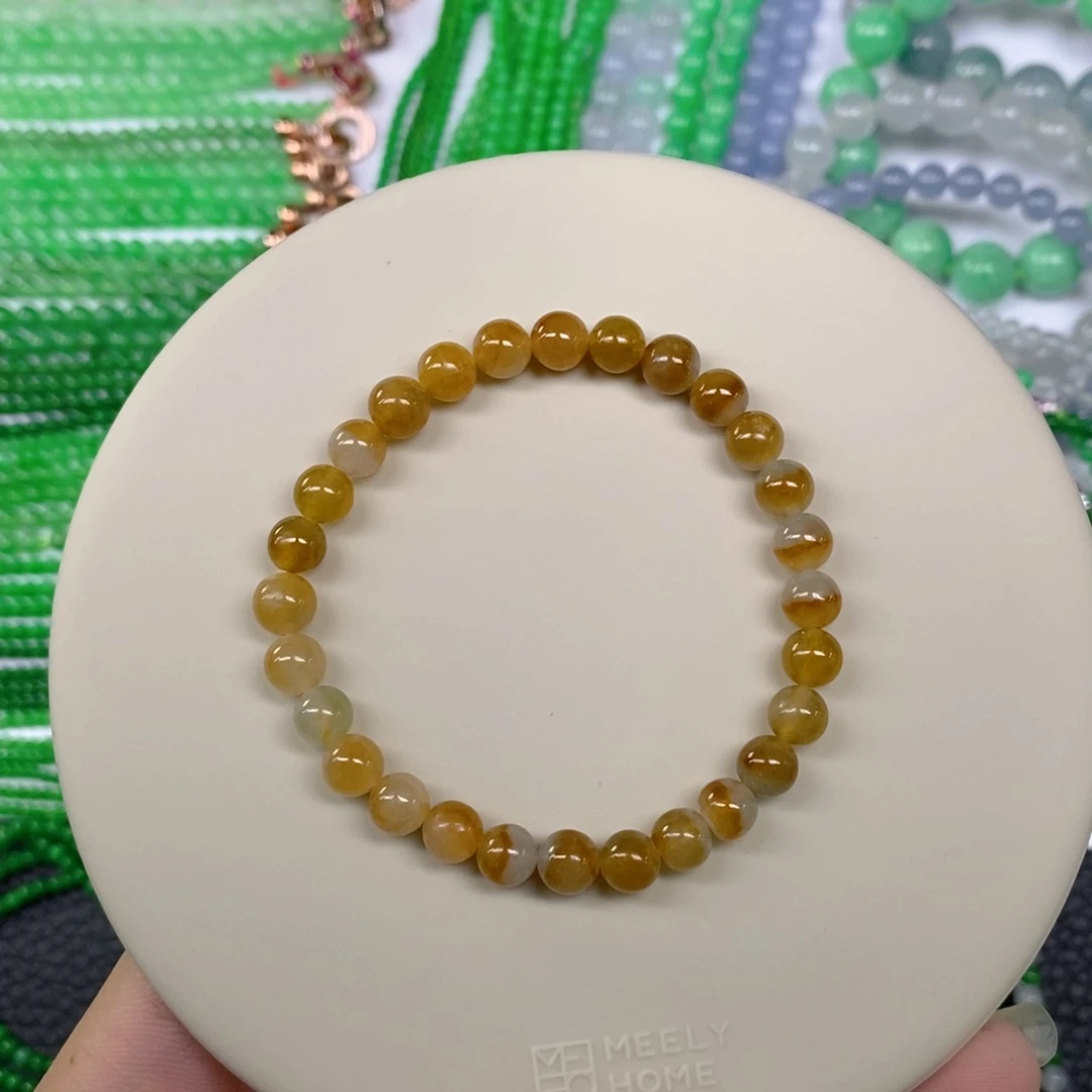 颈饰未镶嵌翡翠缅甸天然翡翠冰种黄翡手链6
