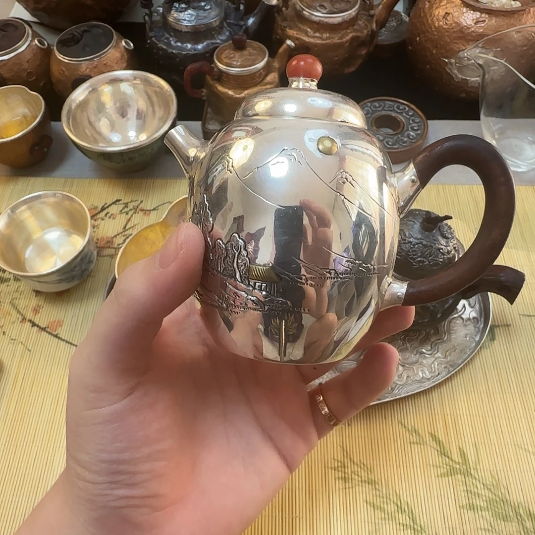 纯手工山舍泡壶嵌金满水150cc