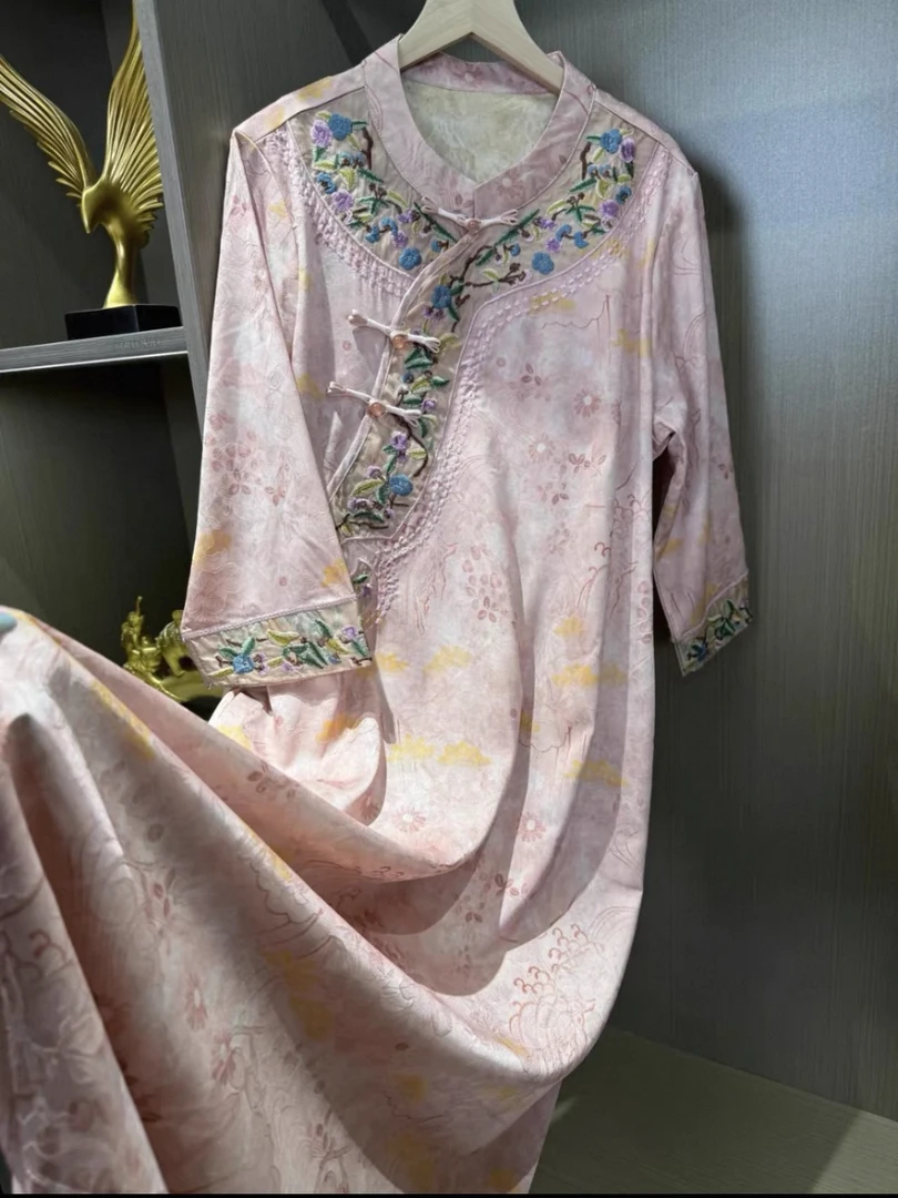 （西江月）新款重磅香云气质新中式国风提花连衣裙中长款夏季