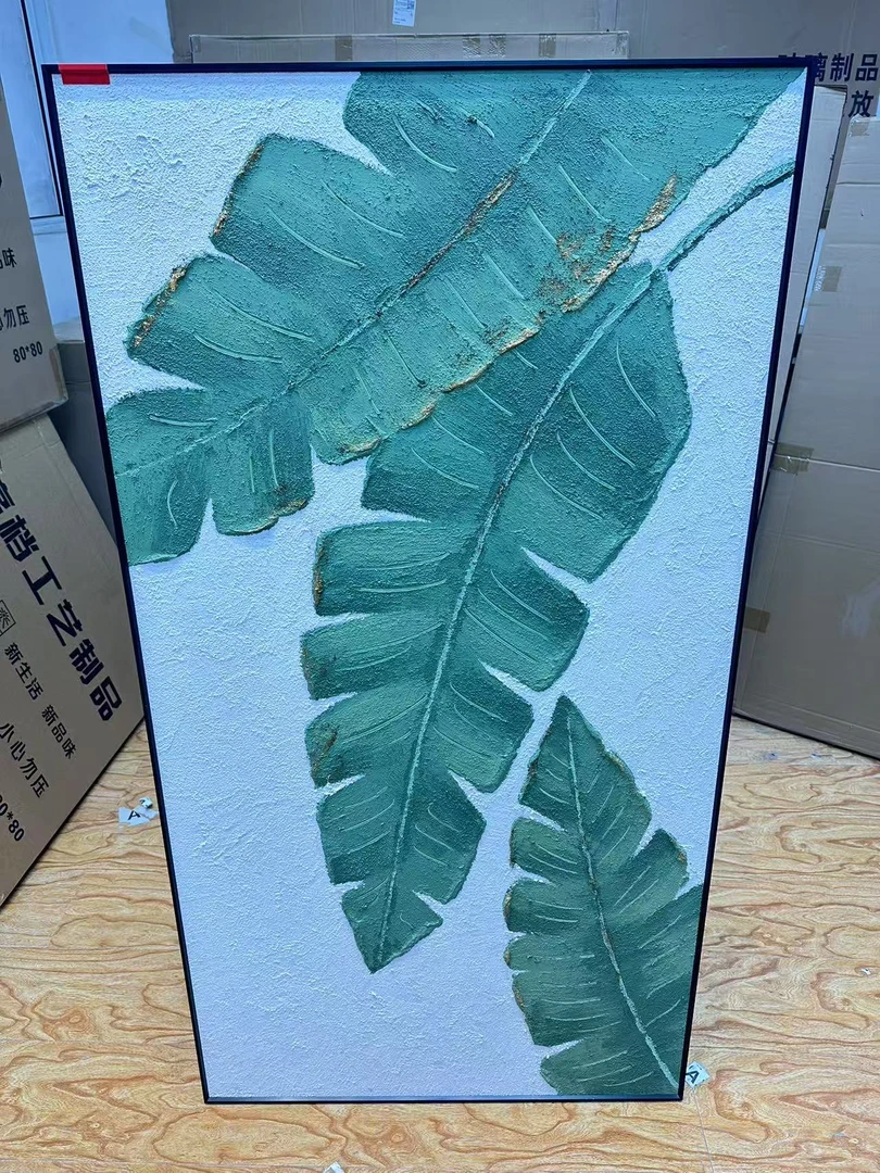 家大叶大|手工手绘油画装饰画现代简约玄关过道LDY-001A 80*150