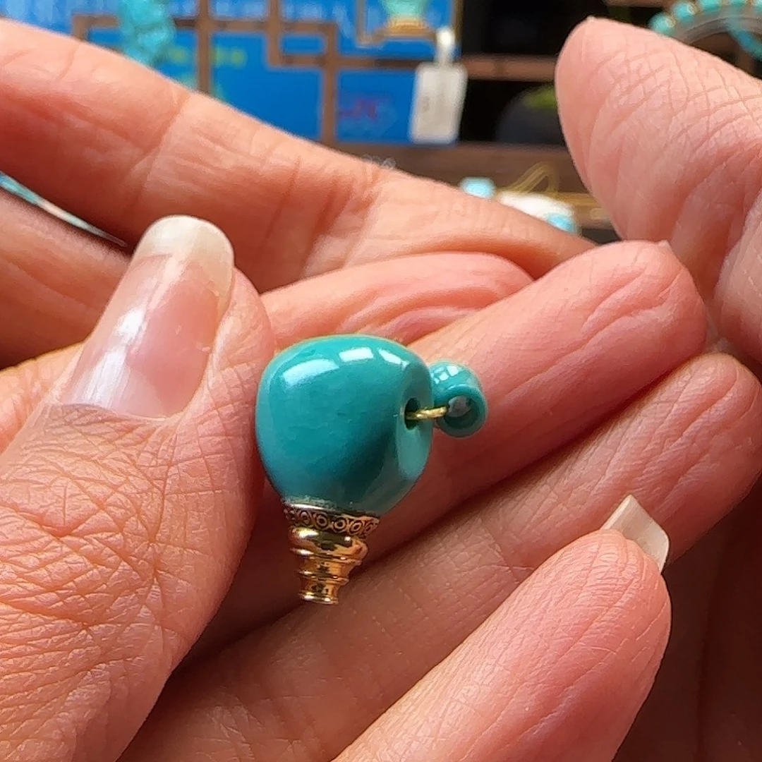 绿松石18K金镶嵌吊坠(不含链)