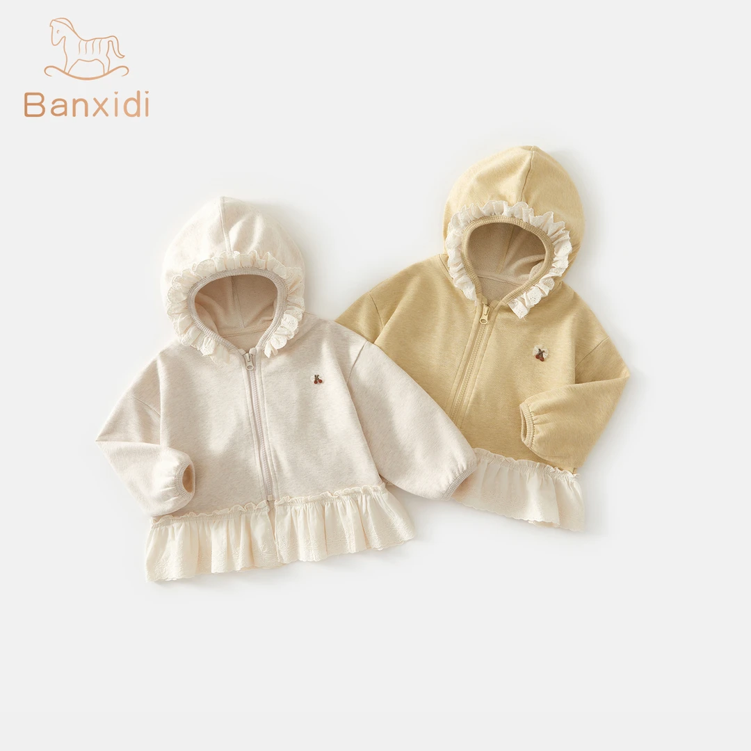 班喜迪秋冬薄款女童外套宝宝洋气公主连帽上衣秋季儿童衣服小童装