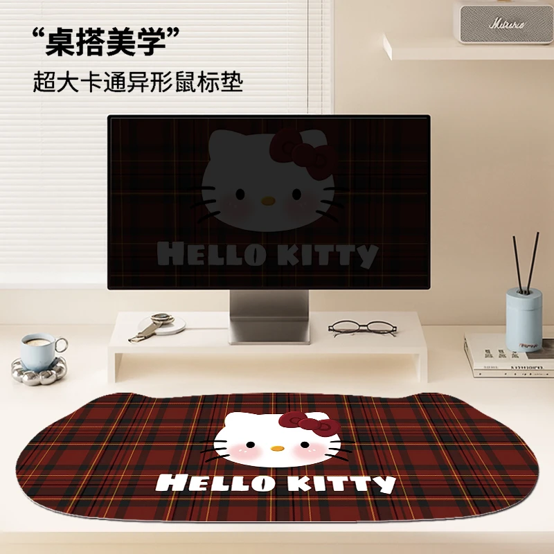 凯蒂猫kt鼠标垫超大女生高颜值办公室防水防污皮革桌布电脑键盘垫