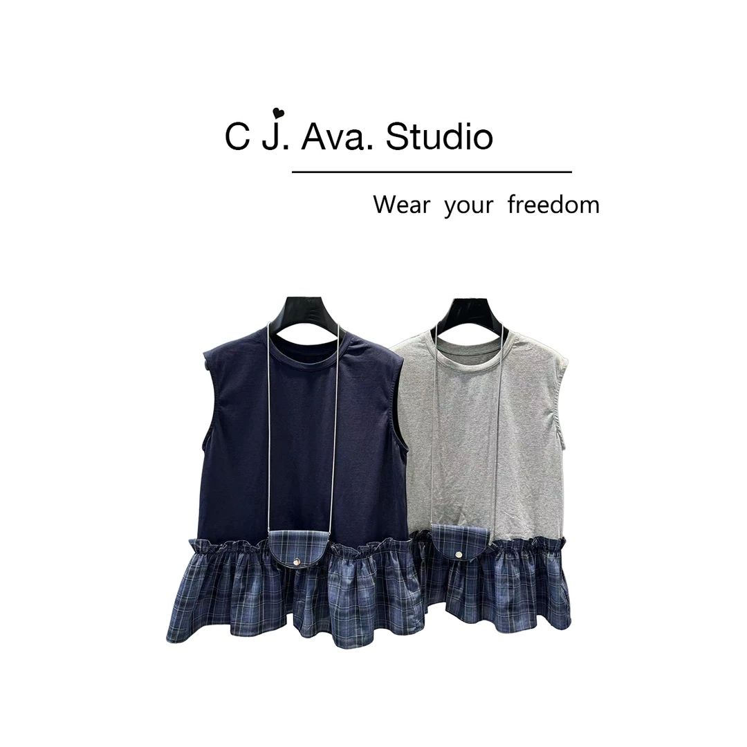 【CJ.Ava Studio】无袖拼接荷叶边上衣