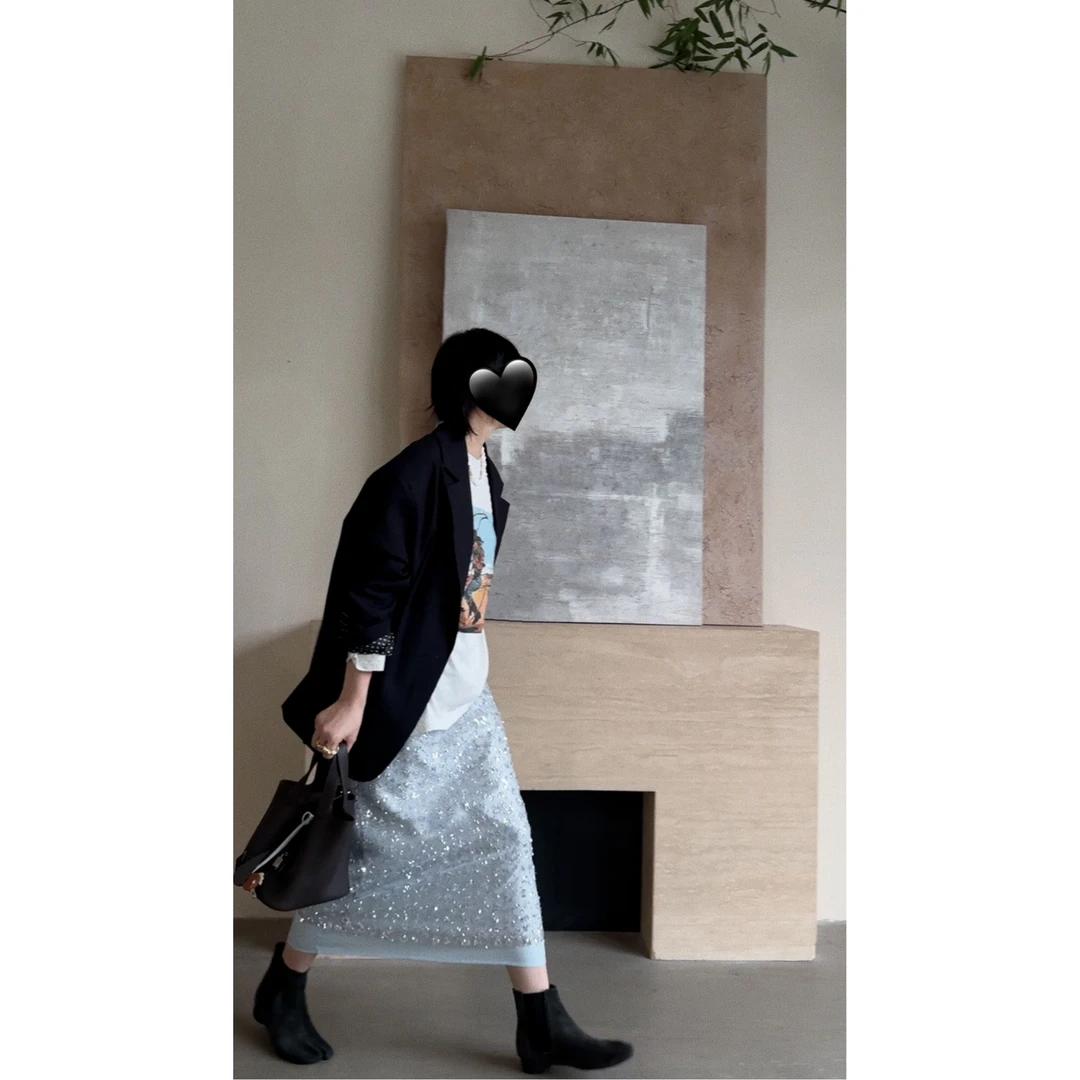 海盐色双层半裙 J24B280