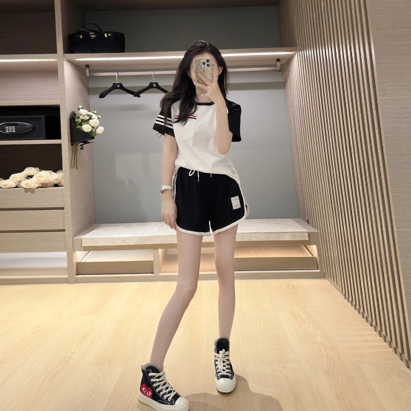 网红炸街减龄休闲运动套装女夏季新款显瘦短袖短裤气质两件套薄款