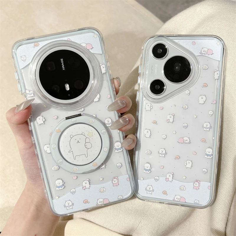 适用华为pura70pro手机壳卡通可爱小熊mate70/60防摔网红女保护套