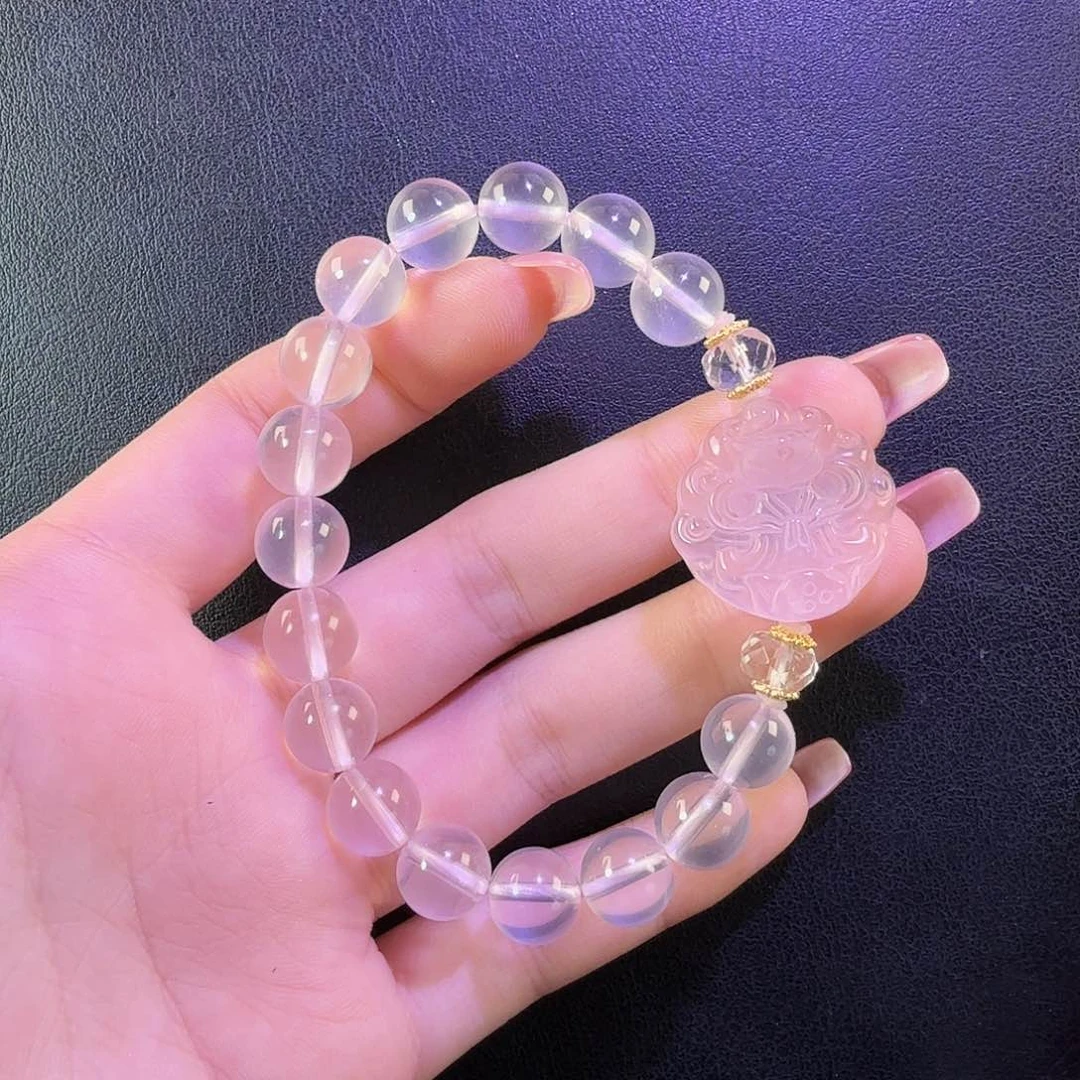 水晶手链未镶嵌粉水晶姥姥狐