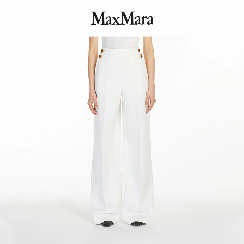 MaxMara 2025早春新品女装绵羊毛混纺阔腿长裤1131035106