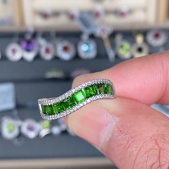 透辉石戒指银S925镶嵌