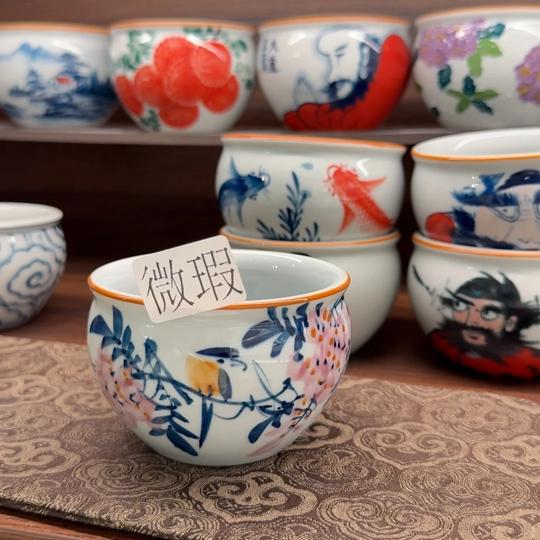 釉下手绘茶具微瑕