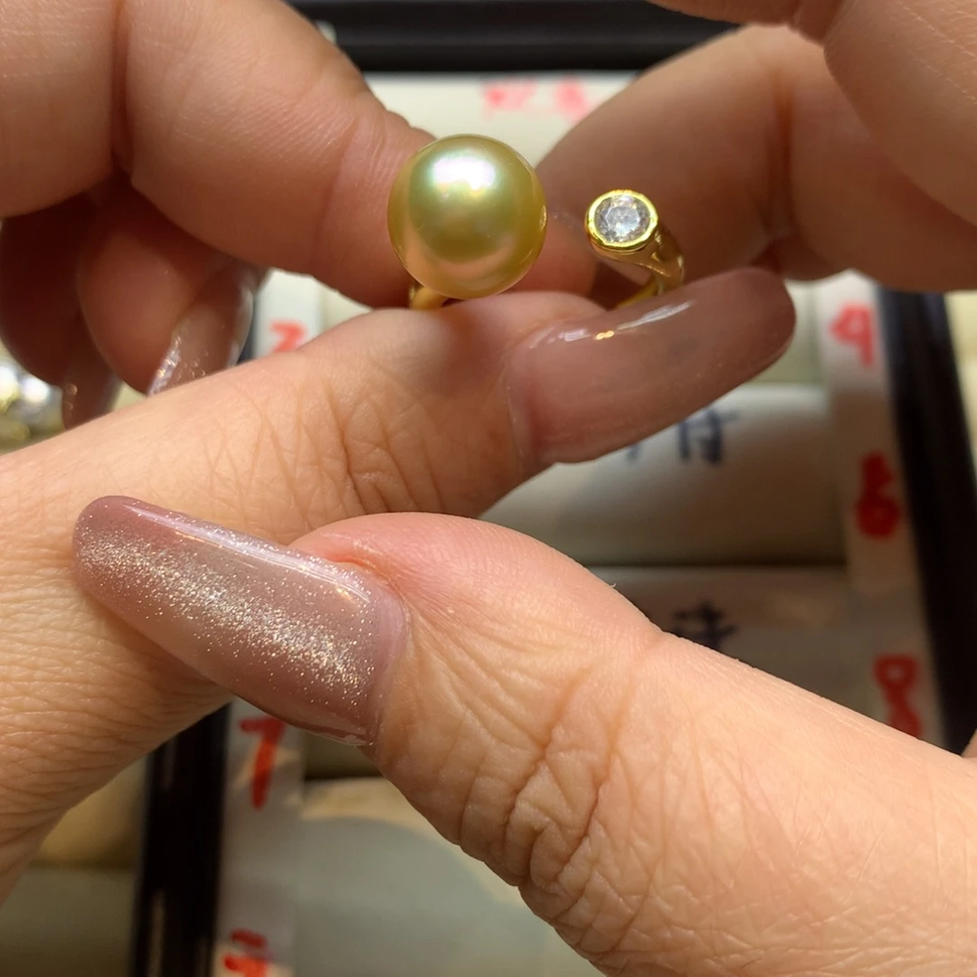 银S925镶嵌戒指海水珍珠