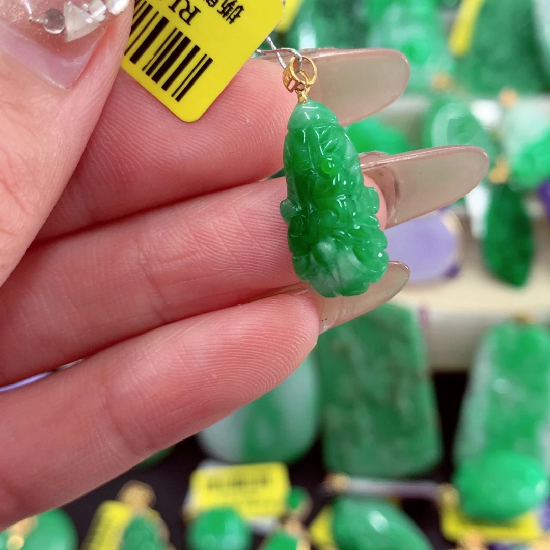翡翠18K金镶嵌吊坠(不含链)