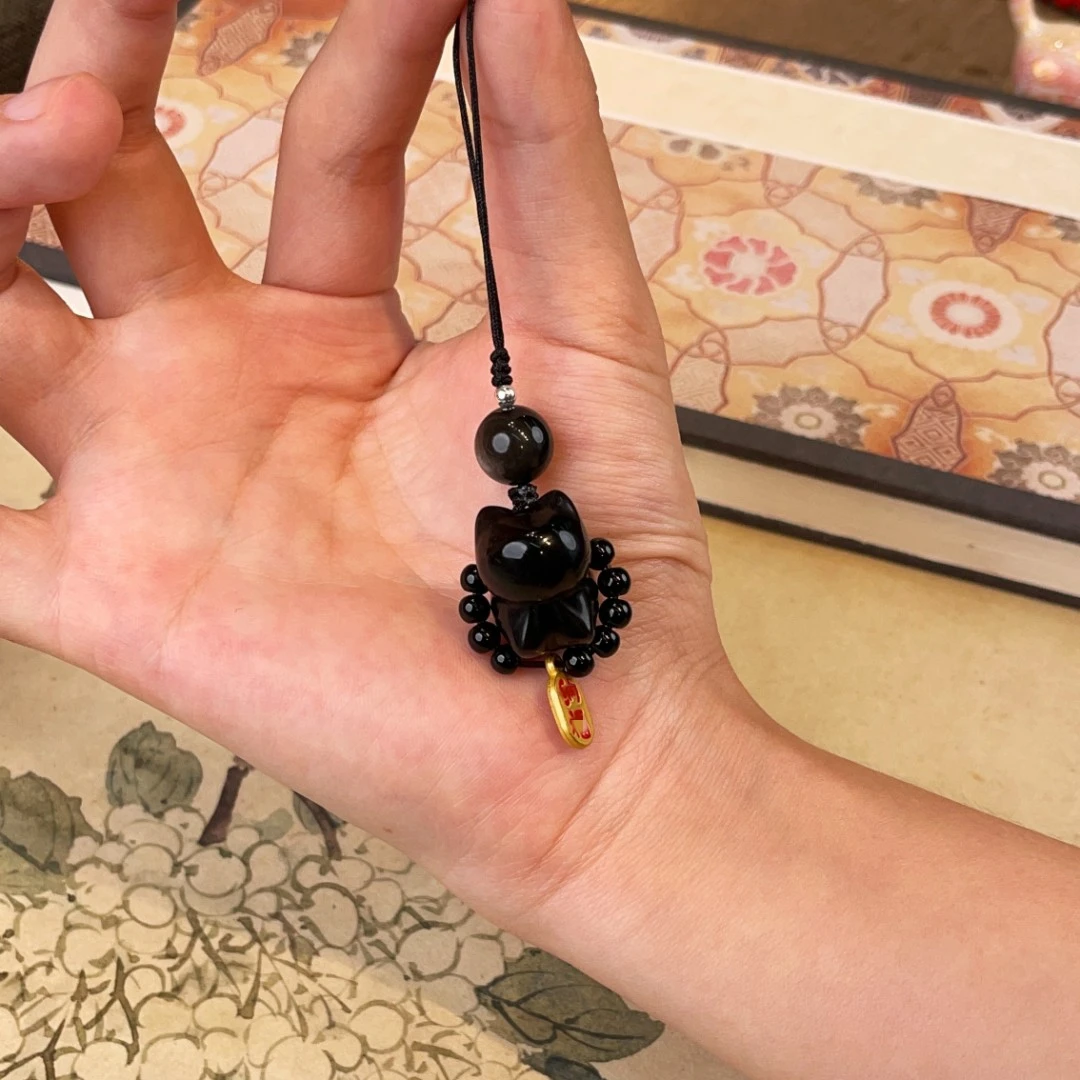 【萌趣黑猫】杭州景区新款 精致串珠来才可爱猫咪手机链 钥匙扣