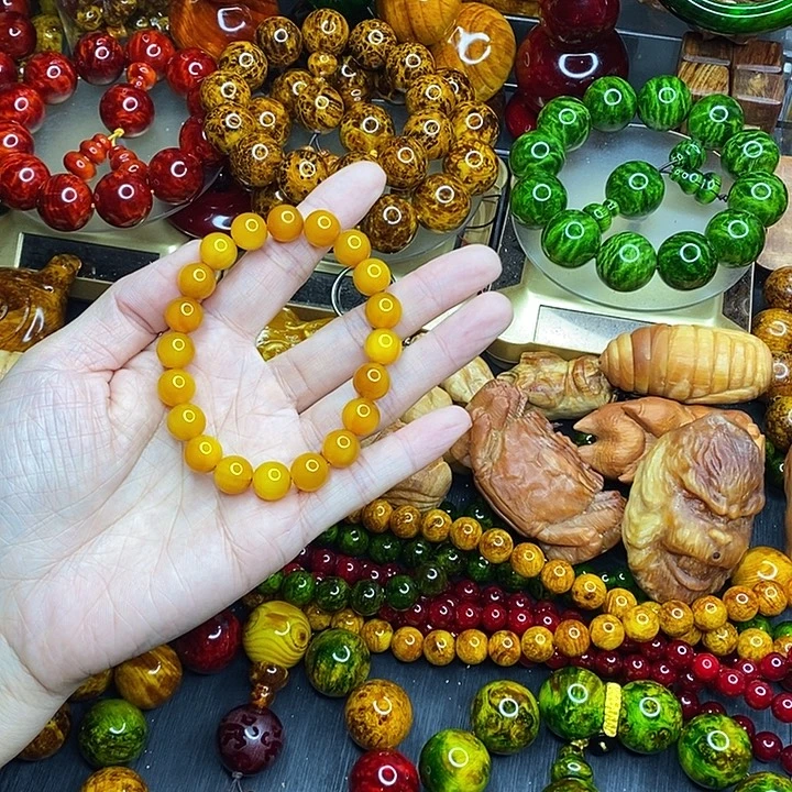 松木琥珀木文玩手串