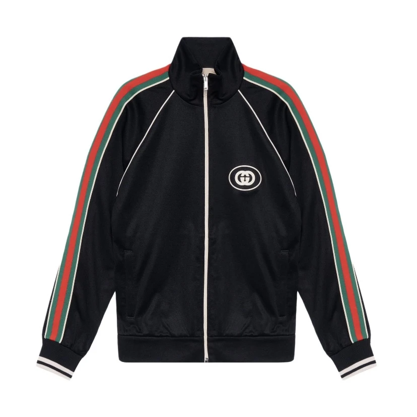 未使用 GUCCI/古驰 古驰条纹边饰徽标Logo拉链秋冬运动夹克（微瑕）