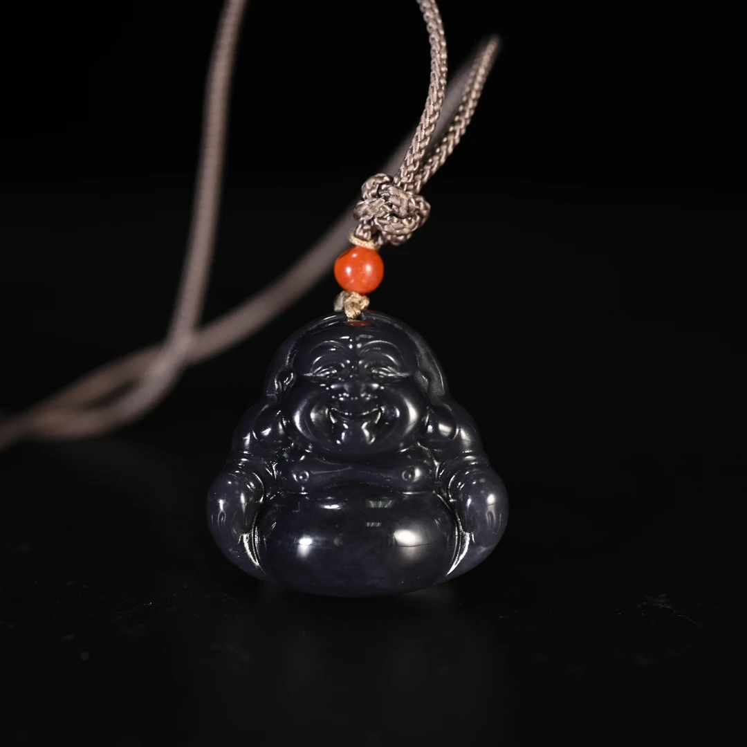 LOT8809 2510290054和田玉烟紫大肚弥勒佛/保利