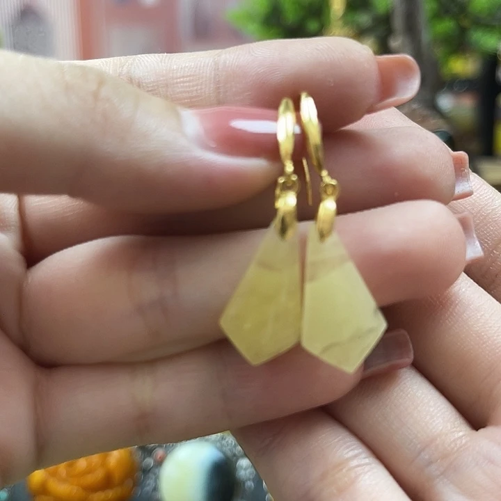 银S925镶嵌颈饰琥珀耳环