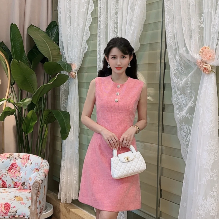 【洛丽塔】 AN017 安妮老板 名媛气质显白小香风有口袋无袖连衣裙