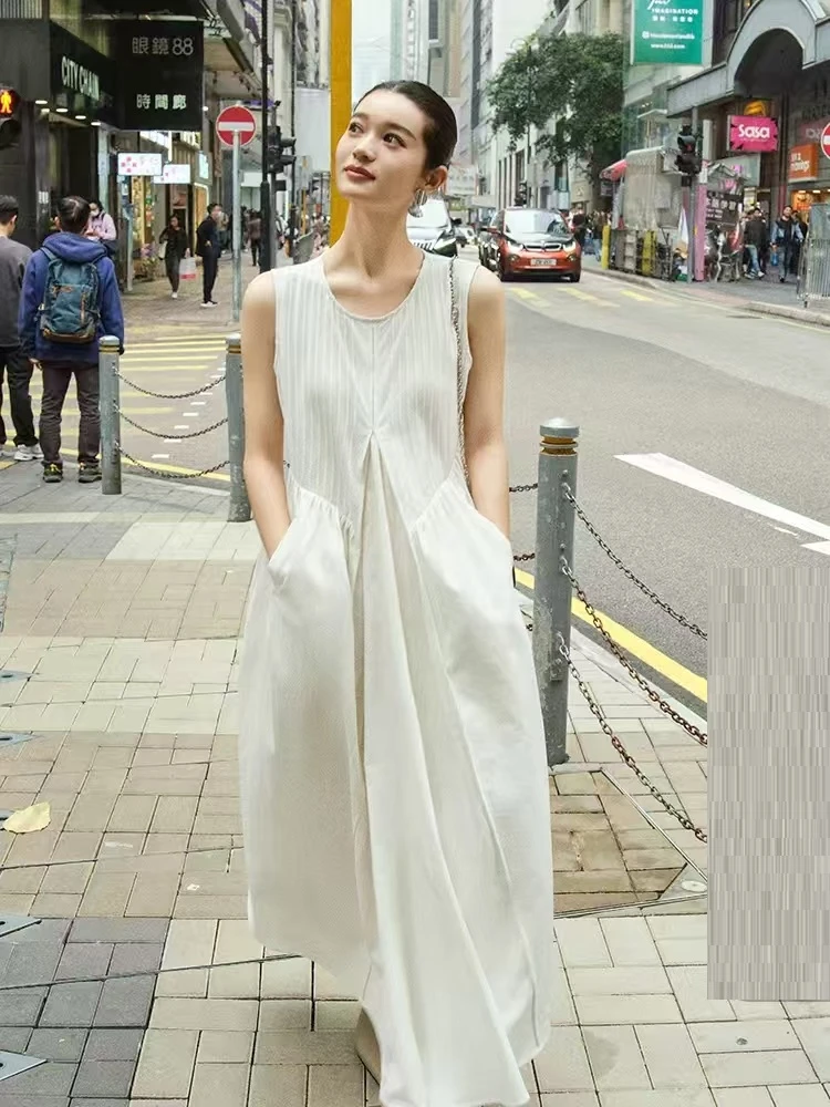 【向姐】轻奢风连衣裙高级打褶设计感显瘦气质长裙子L251217