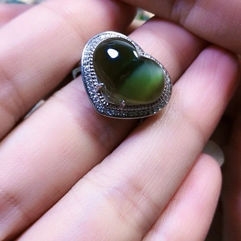 和田玉银S925镶嵌挂件