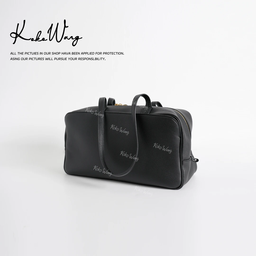KOKO WANG时尚轻奢高定真皮保龄球包包大容量手提包 536445E27S20