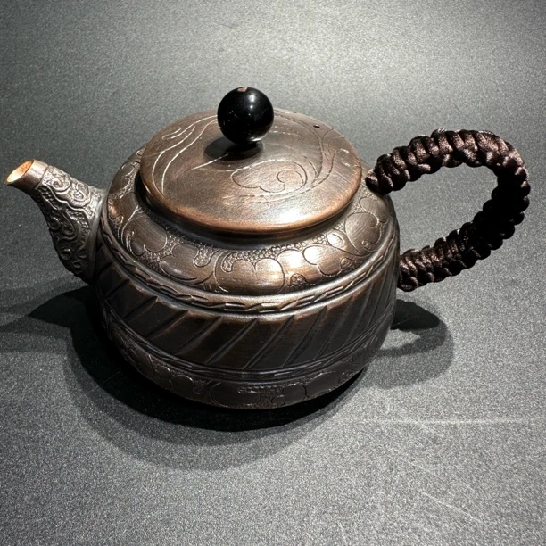 复古纯铜手工制作加厚款泡茶壶大容量家用沏茶壶刻花茶具摆件