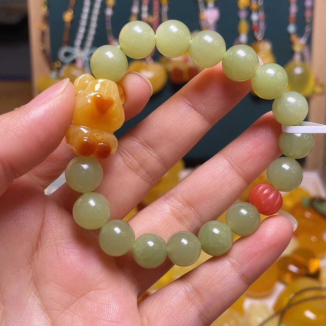 琥珀未镶嵌裸石手串