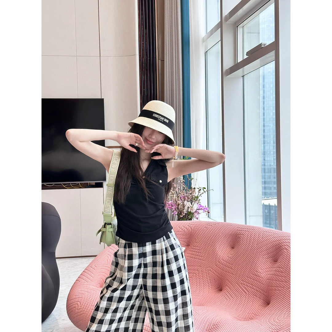 FORNI 银座姐姐 翻领无袖上衣显瘦气质短款时尚休闲百搭