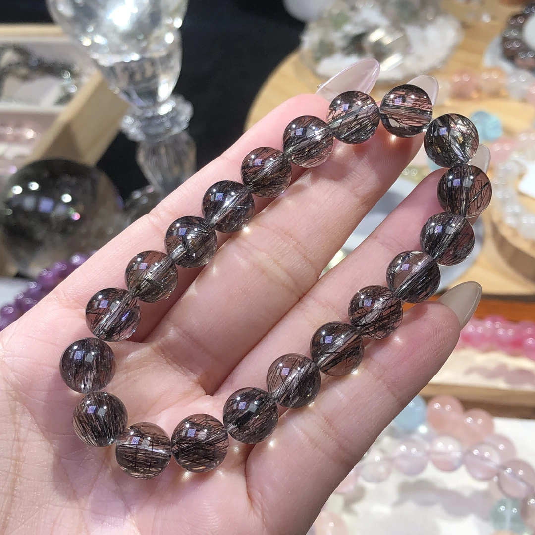 透体顺发黑发水晶9mm