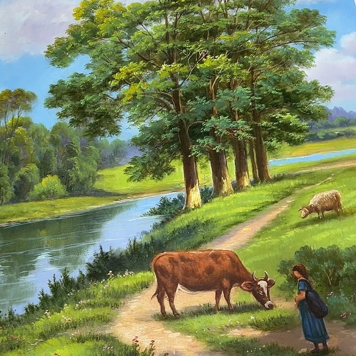 油画恭喜一直之一一影子