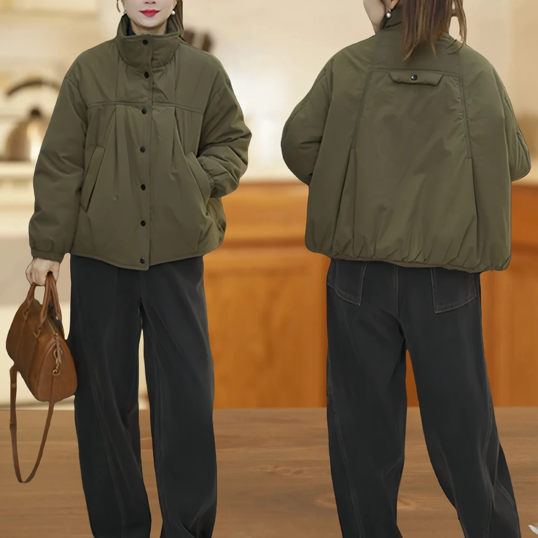 2024年冬季新款时尚百搭立领短外套女小个子宽松显瘦加厚保暖棉衣
