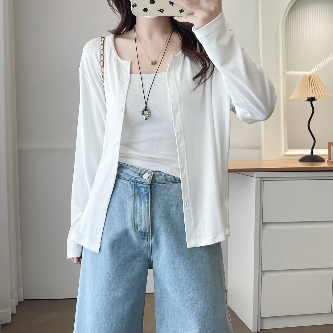 大码女装胖mm夏季外搭防晒开衫外套长袖T恤显瘦薄款气质短款上衣