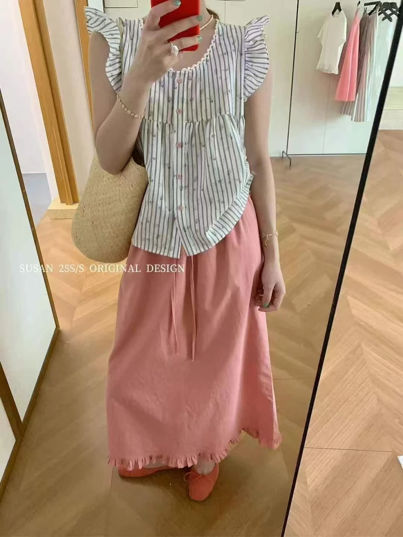 susan@Q5859 韩系甜美减龄碎花飞袖舒适小衫（衣长50）4-10