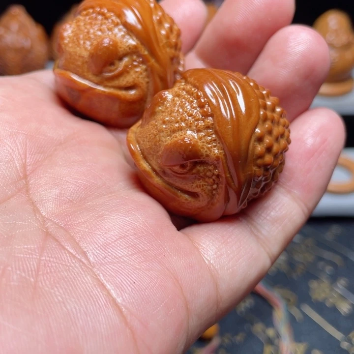 橄榄核手串/手链大嘴蛙手球一对3.5左右