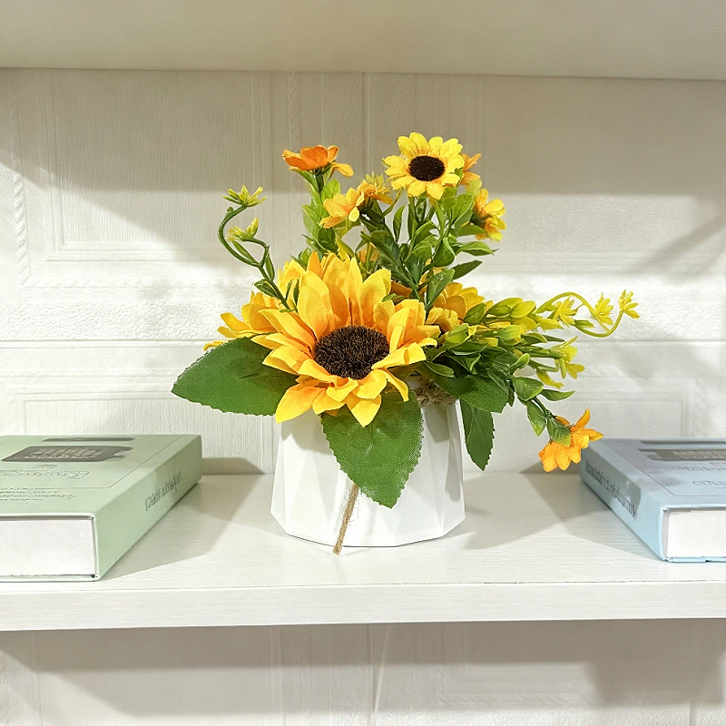 北欧仿真花艺摆设高级餐桌装饰卧室高颜值编织花束成品客厅摆放花
