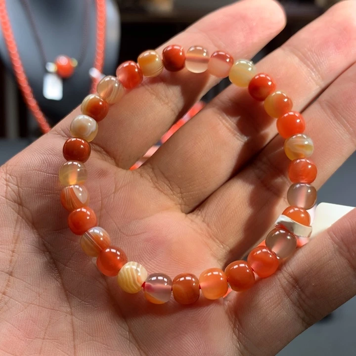 未镶嵌单圈南红玛瑙7mm➕红白缠多宝